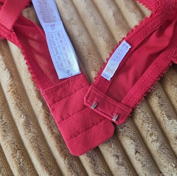 Savage x Fenty Mosaic Embroidery lace half-cup bra in red 34 DD - Picture 5 of 8